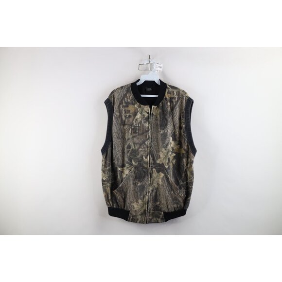 Vtg 90s Streetwear Mens XL Faded Mossy Oak Camouflage Sleeveless Vest Jacket USA